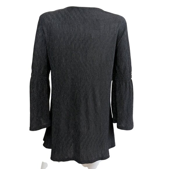 Cable & Gauge Womens Long Sleeve Black Textured Tunic Top Size Large Polyester - Picture 2 of 5